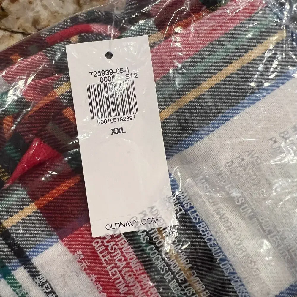 NWT Old Navy White Plaid Tartan Flannel Christmas Lounge Pajama Pants - Picture 10 of 12